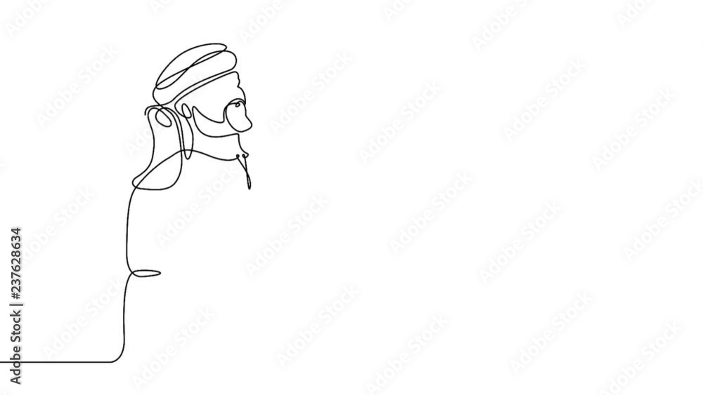 Continuous one line one drawn character line arab man in national ...