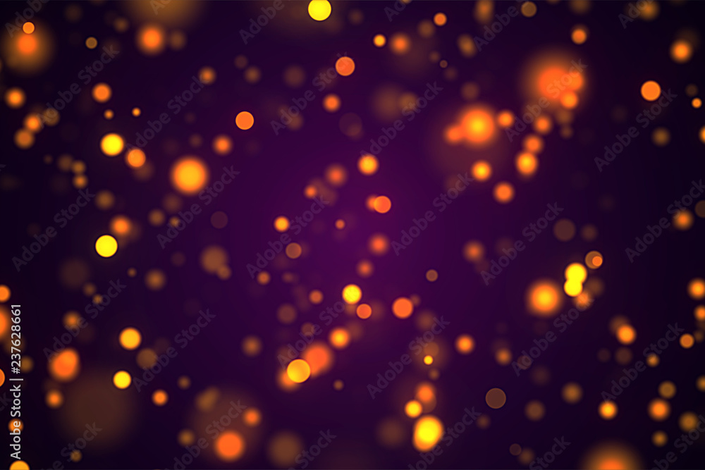 Purple festive background with golden glowing glitter particles computer generated