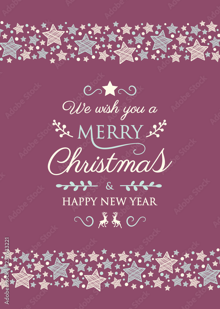 Concept of Christmas card with festive oraments. Vector.