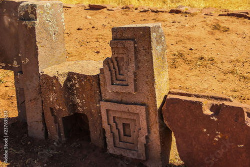 Ancient city, Tiahuanacu, Puma Punku, Tiwanaku, Bolivia. photo