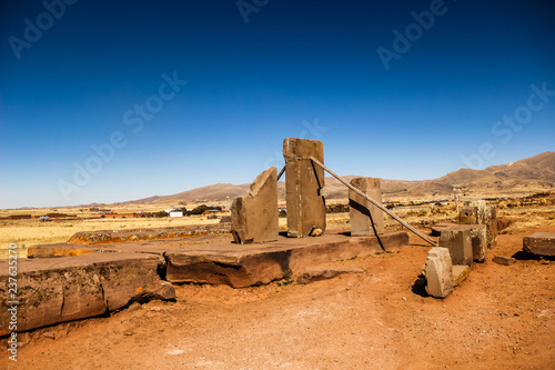 Ancient city, Tiahuanacu, Puma Punku, Tiwanaku, Bolivia.