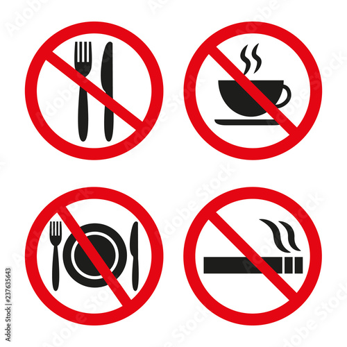 Prohibition signs set safety on white background.