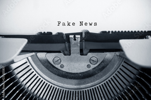 closeup of vintage typewriter with text : Fake News