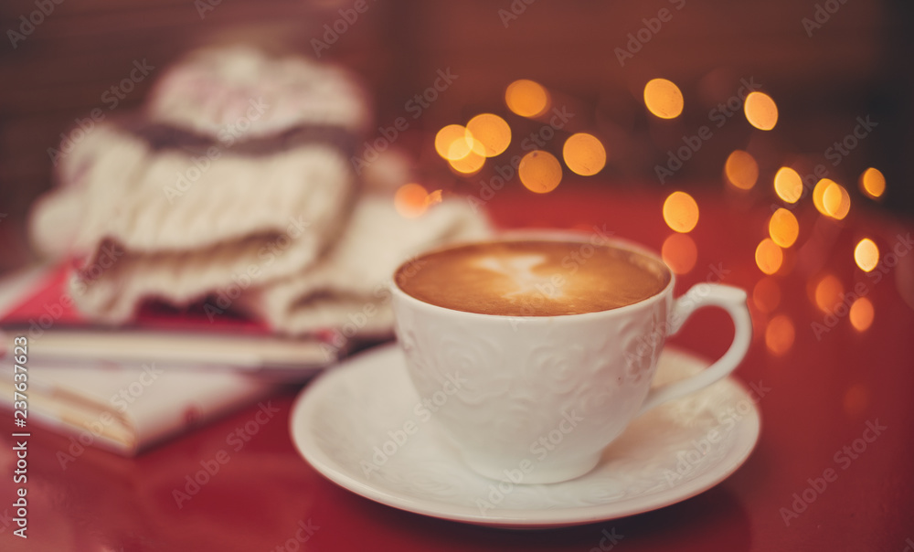 Cappuccino or latte coffee with heart shape Cappuccino or latte coffee with heart shape