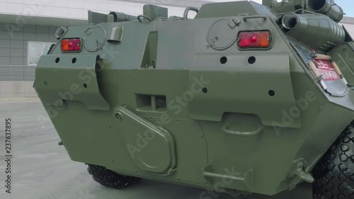 Stern of armoured personnel carrier. BTR-80 APC.