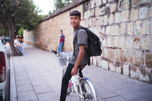 Young man on bicycle