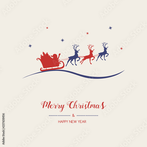 Christmas decoration with wishes and cartoon Santa Claus. Vector.