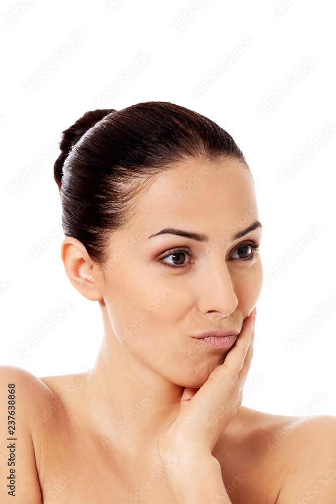 Beauty woman face with perfect fresh clean skin Beauty woman face with perfect fresh clean skin