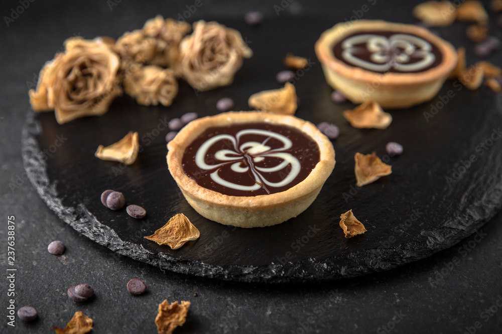 Cake chocolate tart. Delicate crispy, crumbly dessert Assorted Confectionery Range. Cake chocolate tart. Delicate crispy, crumbly dessert Assorted Confectionery Range.