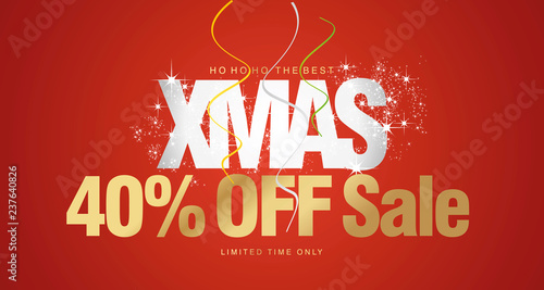 Ho ho ho Christmas Sale 40 percent off limited time only red background voucher