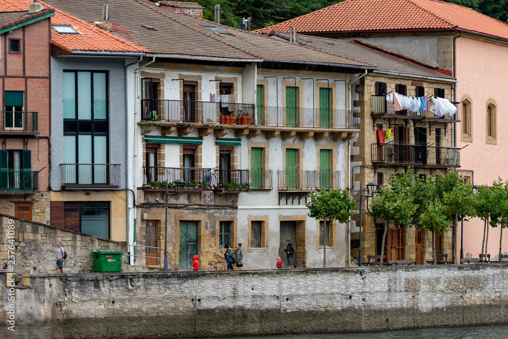 picturesque houses at an harbor entrance in Basque picturesque houses at an harbor entrance in Basque
