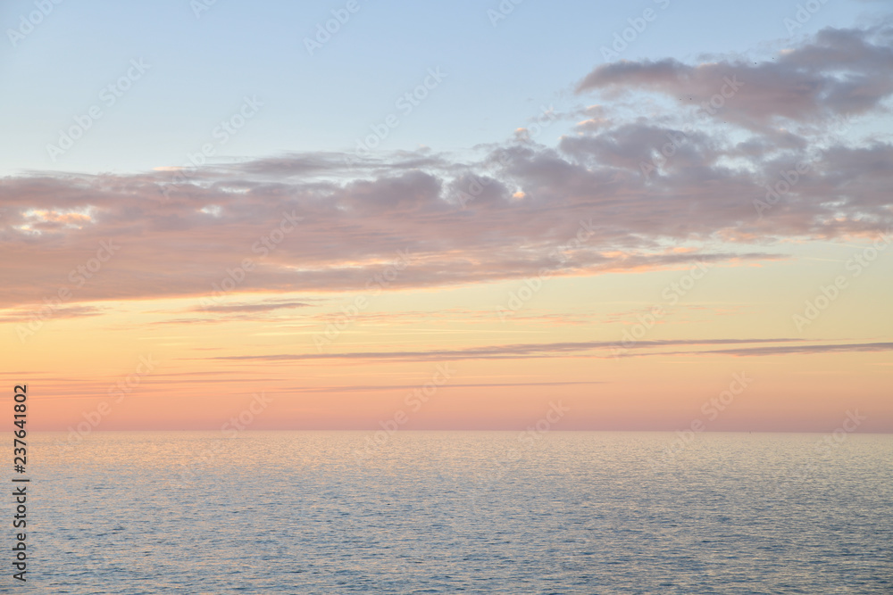 Vanilla sunset on the Atlantic ocean in Normandy