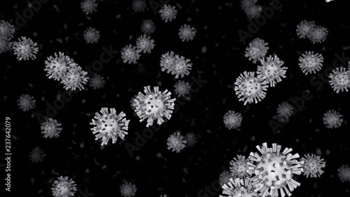 Masses of Viruses moving upwards on a Black Background