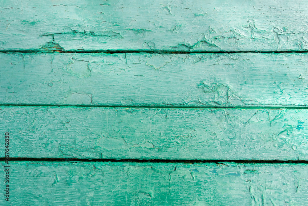 Fototapeta premium Old green painted natural grunge textured wood background. Aged wood for design