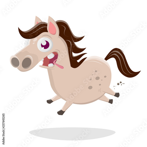 funny cartoon illustration of a crazy horse