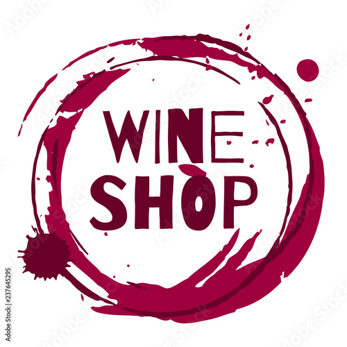 Wine glass stain circle and drops, transparent backdrop, vector design 