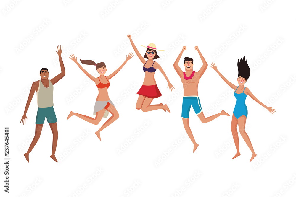 Fototapeta premium Friends in summer cartoons