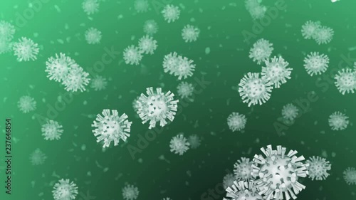 Masses of Viruses moving upwards on a Green Background