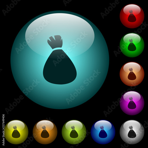Money bag icons in color illuminated glass buttons
