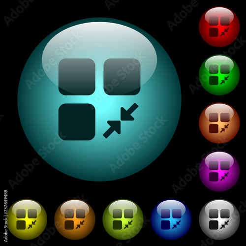 Reduce component icons in color illuminated glass buttons photo