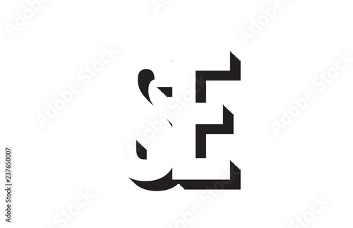black and white se s e alphabet letter logo combination icon design