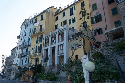 Sunset Light behind apartments in Italy