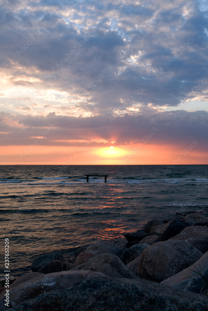 Laesoe / Denmark: Colorful sunset over the Baltic Sea