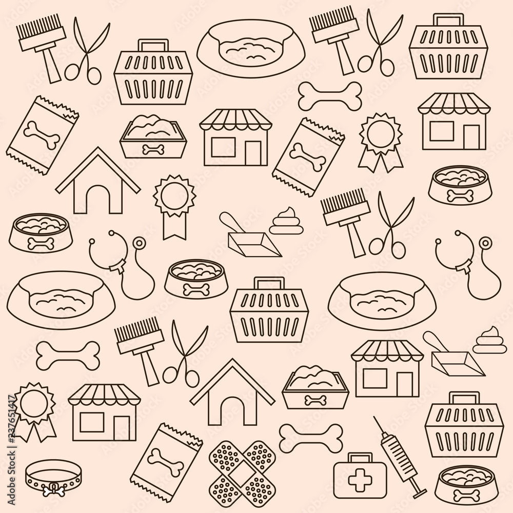pets shop set icons pattern pets shop set icons pattern
