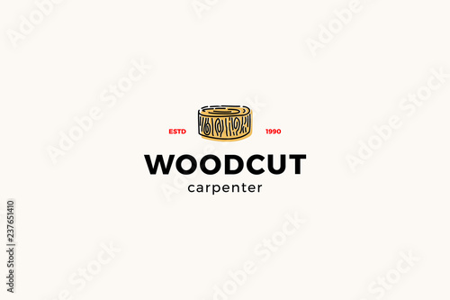 Woodcut carpenter logo icon vector template illustration