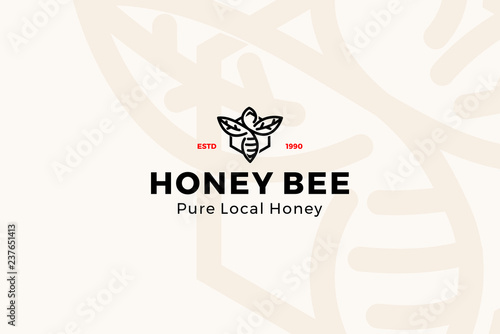 Honey bee hexagon pure local honey logo icon vector template illustration