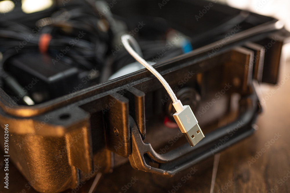computer cables in tool box