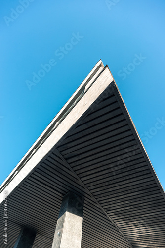 conceptual building against a blue sky