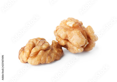 Tasty walnuts on white background. Organic snack