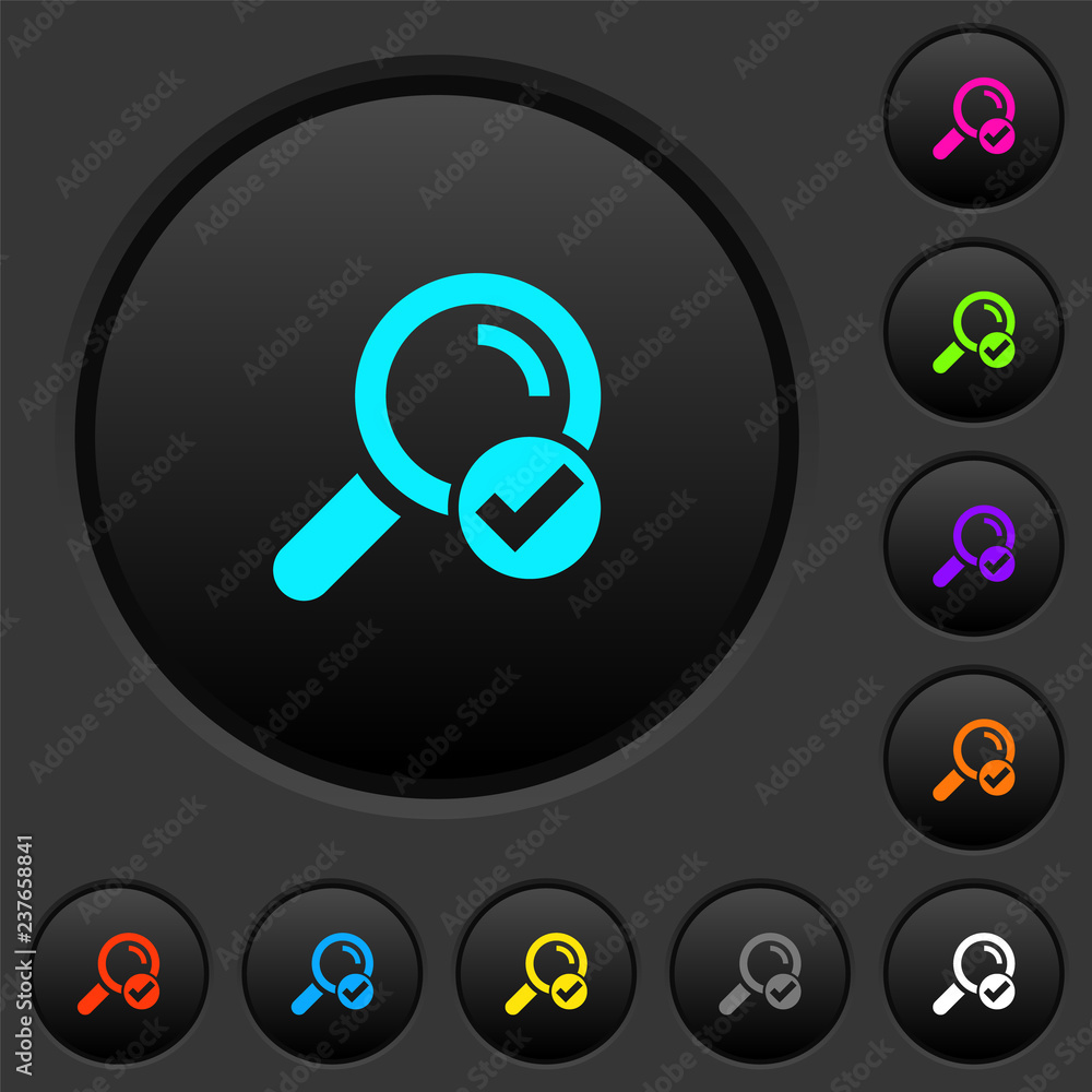 Search done dark push buttons with color icons Search done dark push buttons with color icons