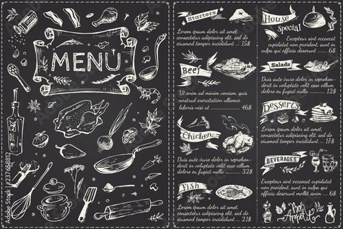Vintage menu main page design. Hand drawn vector photo