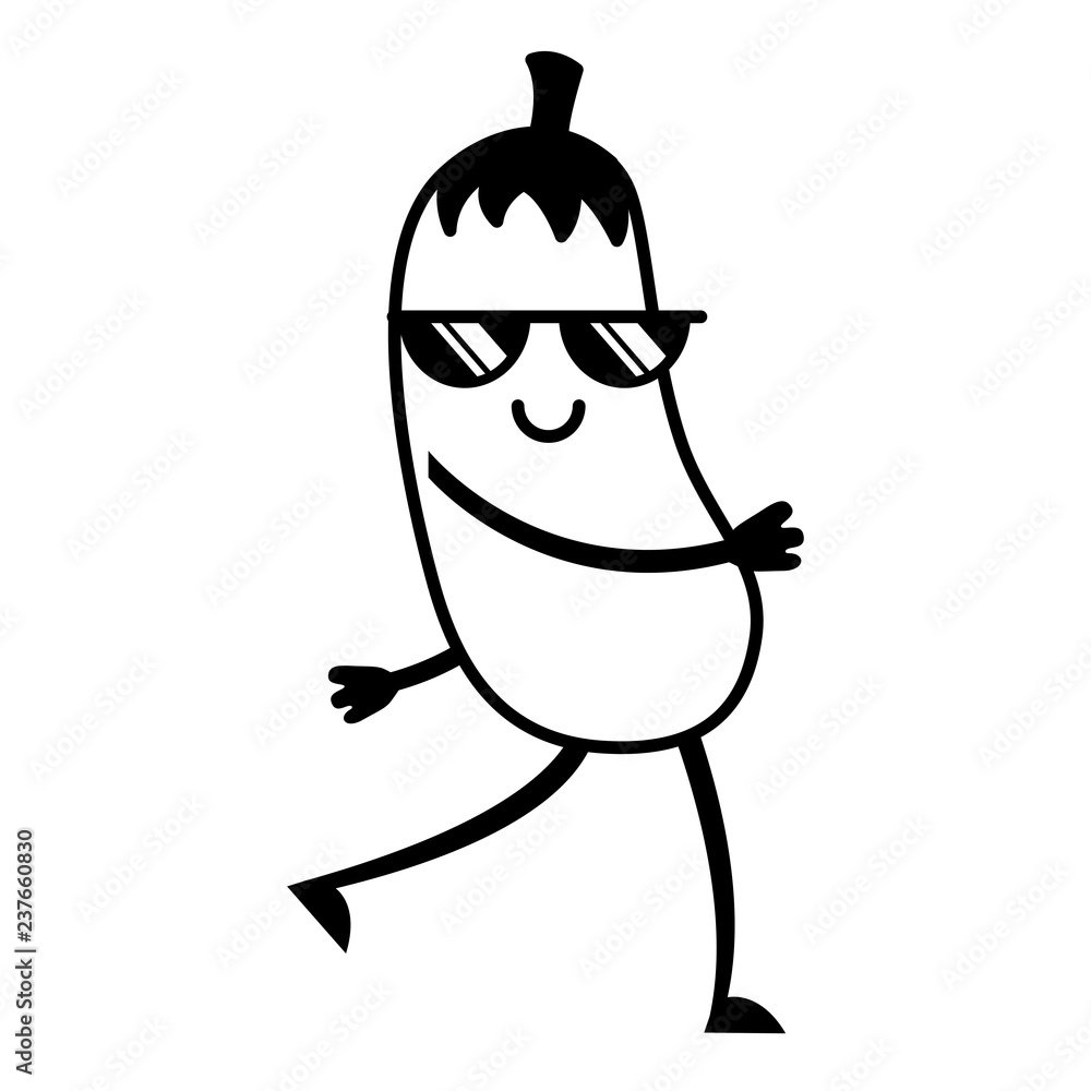 Naklejka premium kawaii cute eggplant cartoon character
