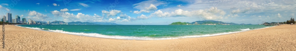  Scenic beautiful view of Nha Trang beach. Panorama