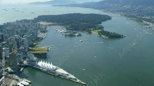 Aerial view Canada Place Vancouver British Columbia Canada photo