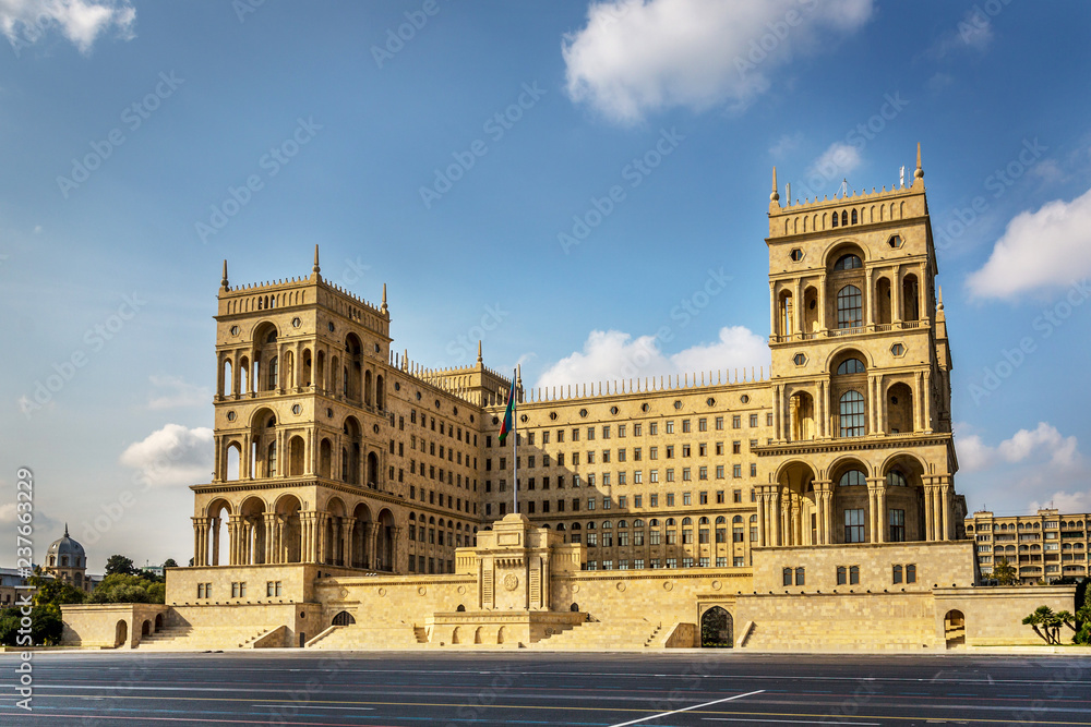 Baku, Azerbaijan - Oct 12th 2018 - The Government House of Baku, also known as House of Government, is a government building housing various state ministries of Azerbaijan.