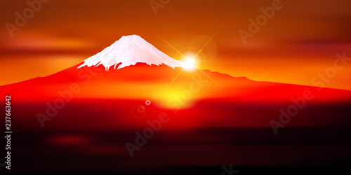富士山　日の出　年賀状　背景