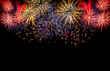 Colorful fireworks festival happy new year 