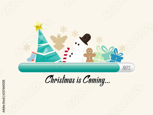 Holiday progress bar with Christmas tree and the other of christmas decorations.