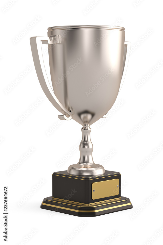 Silver trophy cup isolated on white background. 3D illustration. Silver trophy cup isolated on white background. 3D illustration.