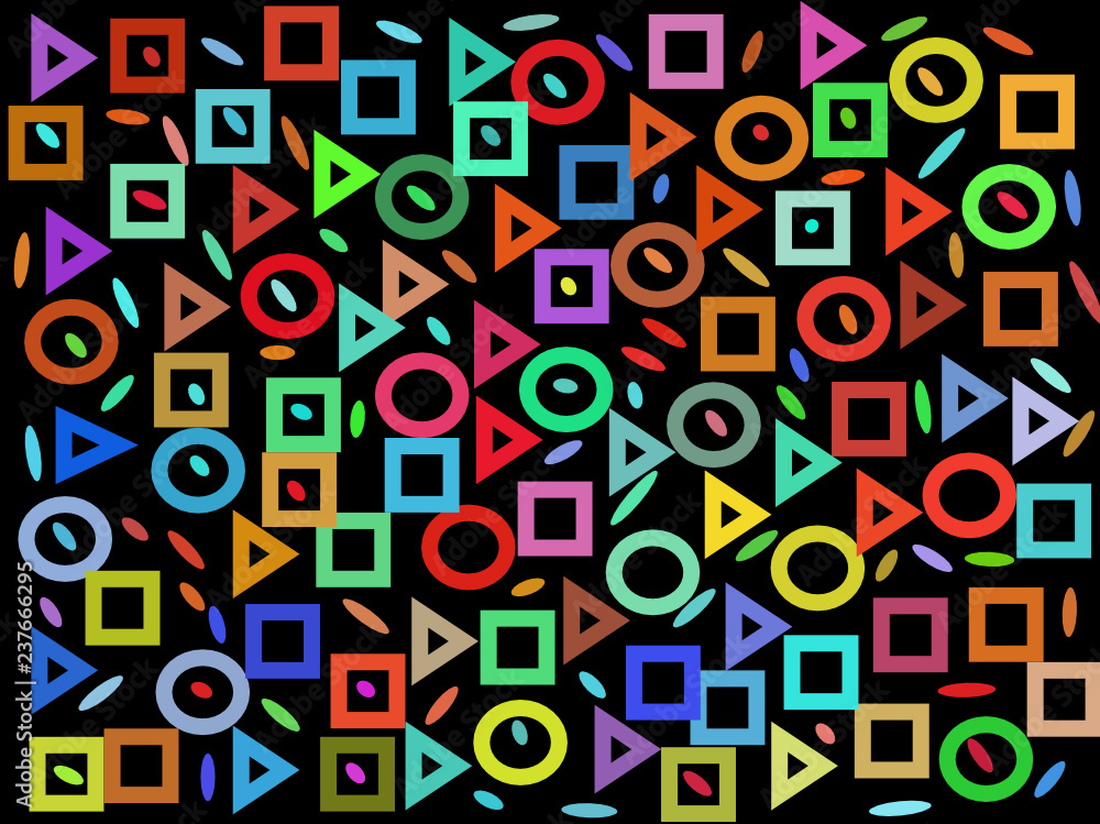 multi colors geometric pattern on black background