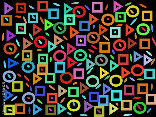multi colors geometric pattern on black background