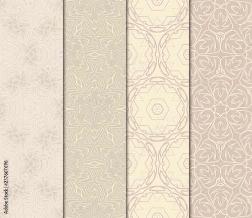 Set Of Floral Ornament. Seamless Vector Pattern. Interior Decoration, Wallpaper, Invitation, Fashion Design.