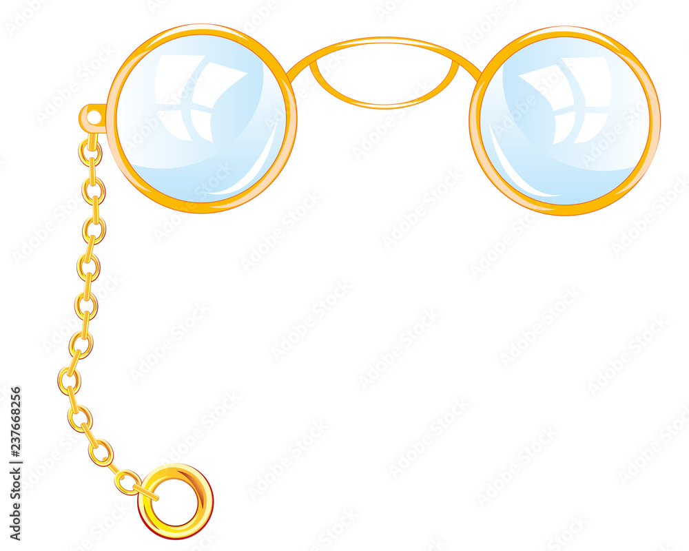 Spectacles pince-nez on white background is insulated Spectacles pince-nez on white background is insulated