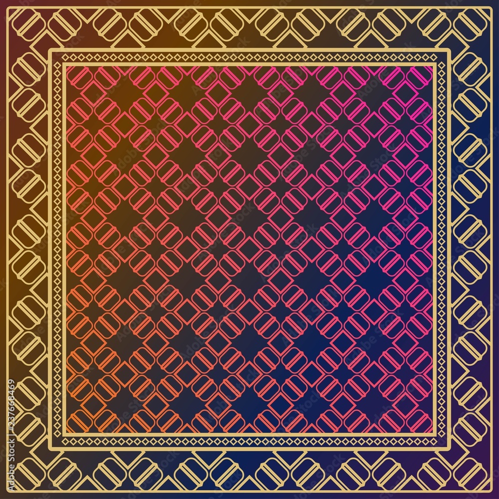 Decorative Geometric ornament with decorative border. Repeating sample figure and line. For modern interiors design, wallpaper, textile industry.
