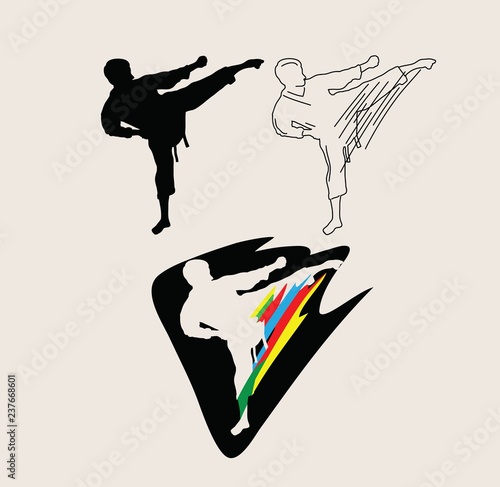 Judo Line Art, Silhouette and Logo, art vector design