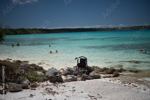 Wheel chair on beach